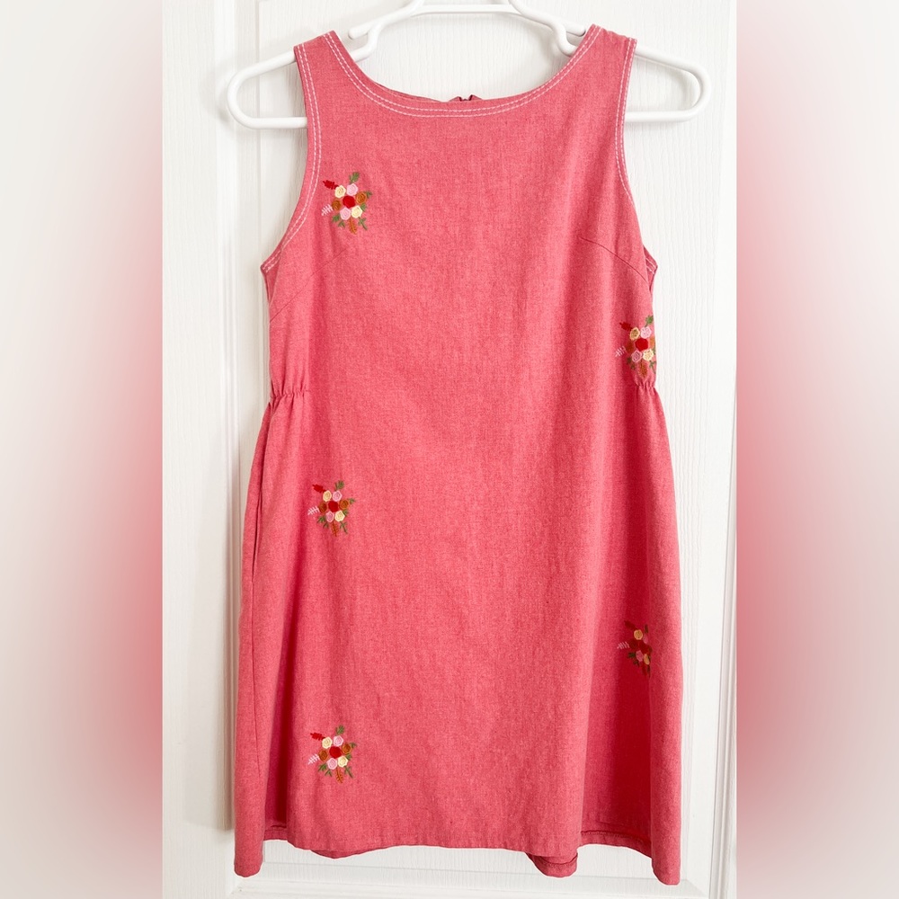 Pink Floral Knee-Length Dress